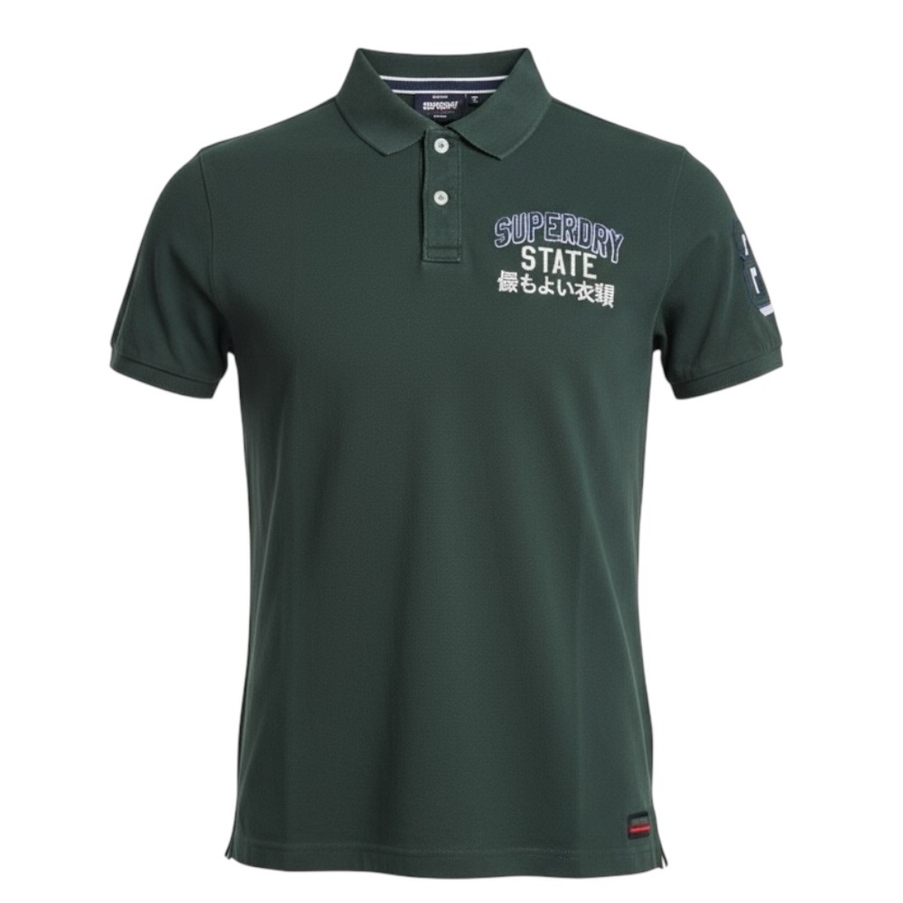 🏴‍☠️🔥 Superdry State Polo‎ – Men’s XL – Dark Green Varsity King 🌲🏆